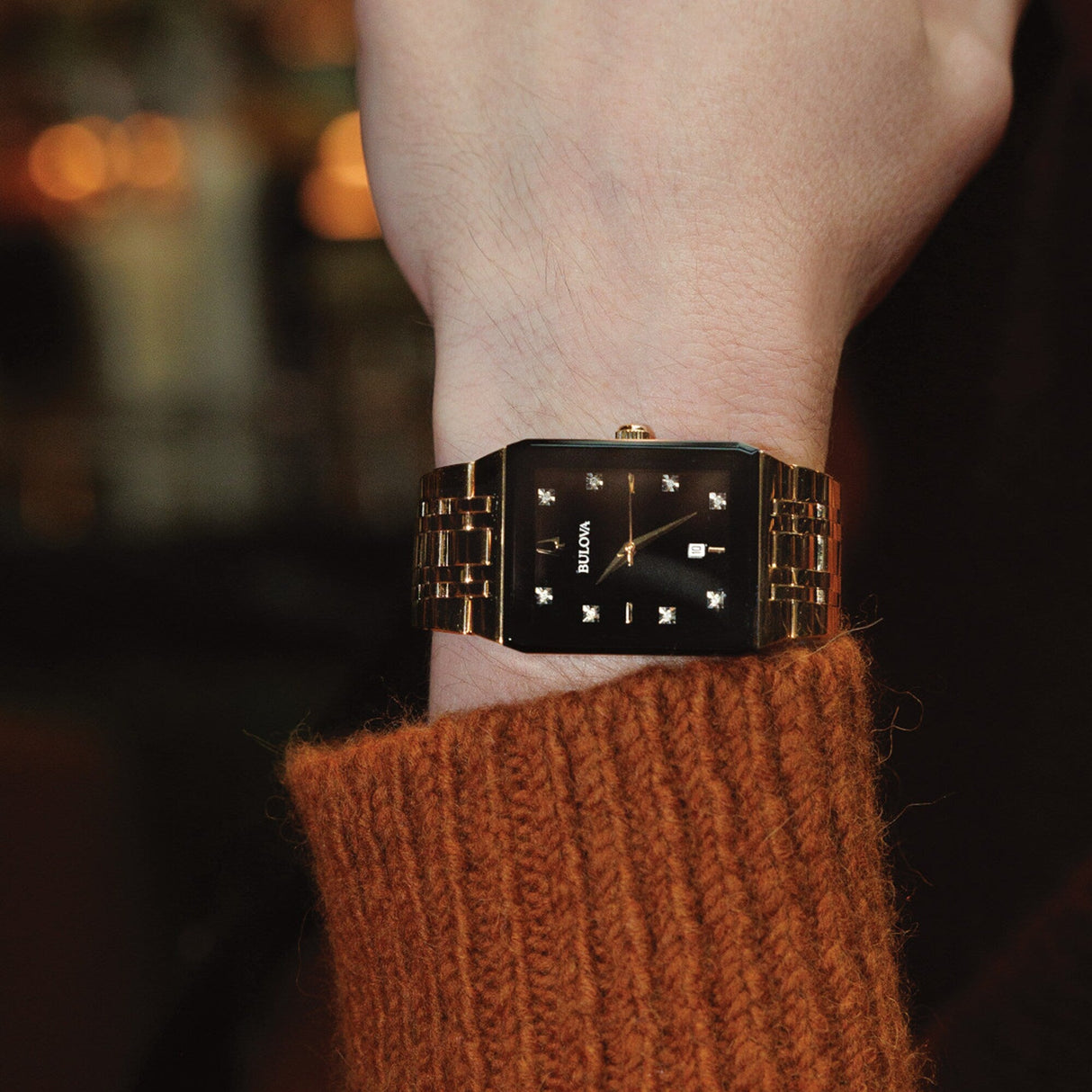 97D118 Reloj Bulova Diamond de hombre banda de metal