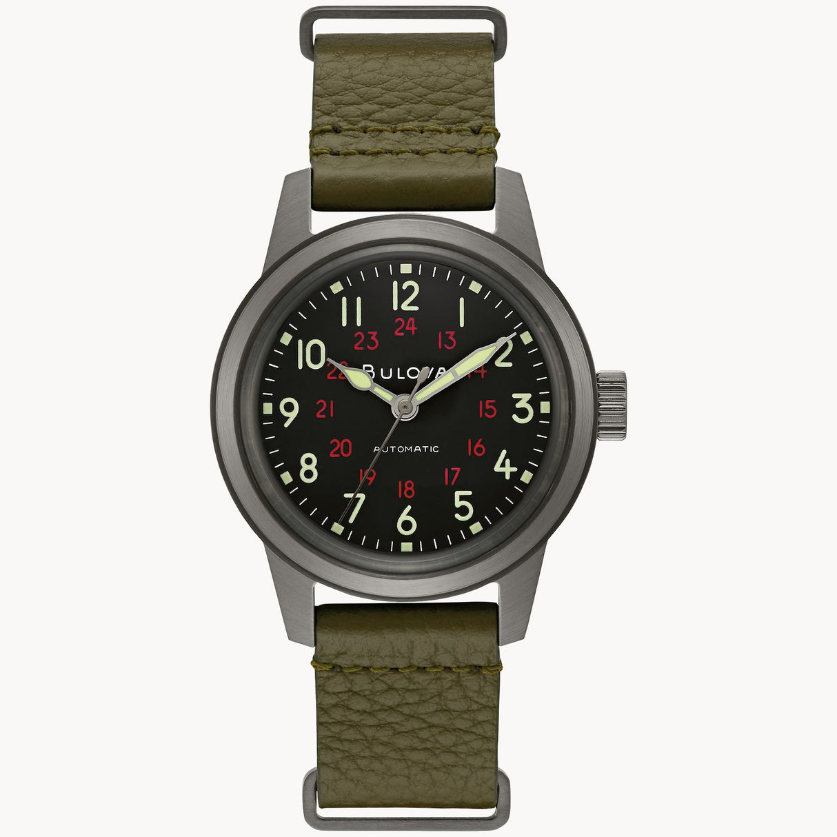 98A255 Bulova Hack Watch de caballero pulsera de cuero