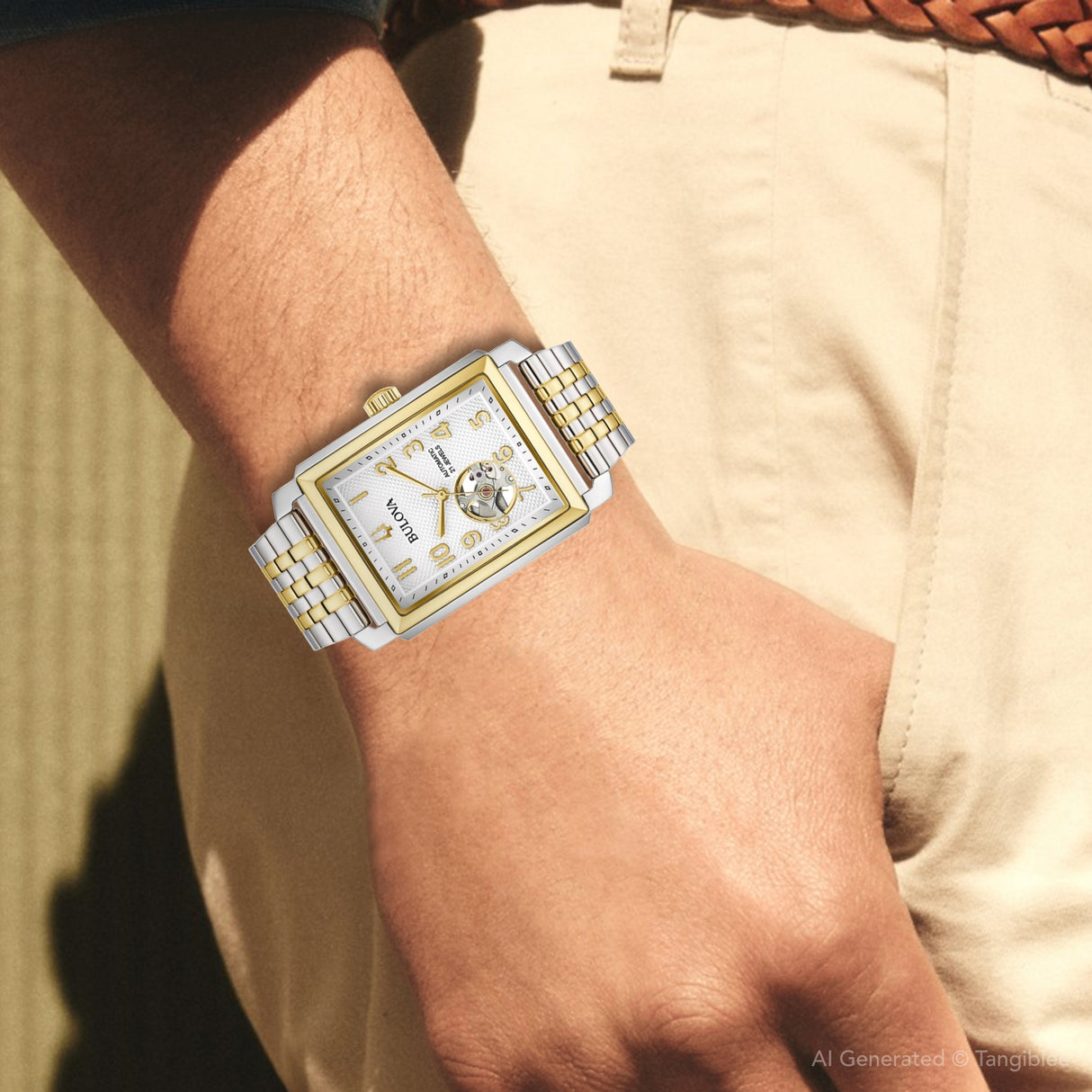 98A308 Bulova Skeleton de hombre pulsera de metal
