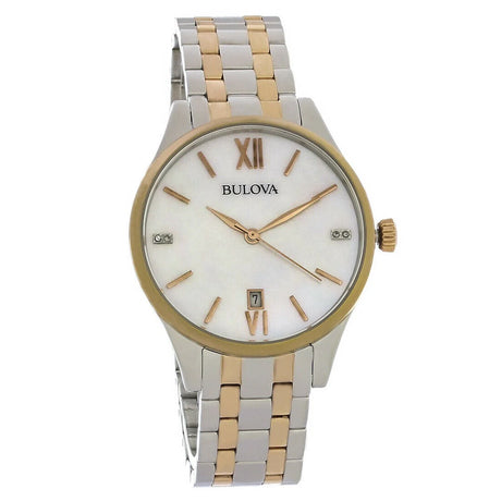 98P150 Bulova Diamond Accent de dama pulsera de metal análogo