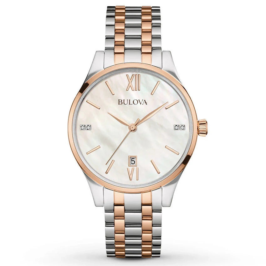98P150 Bulova Diamond Accent de dama pulsera de metal análogo