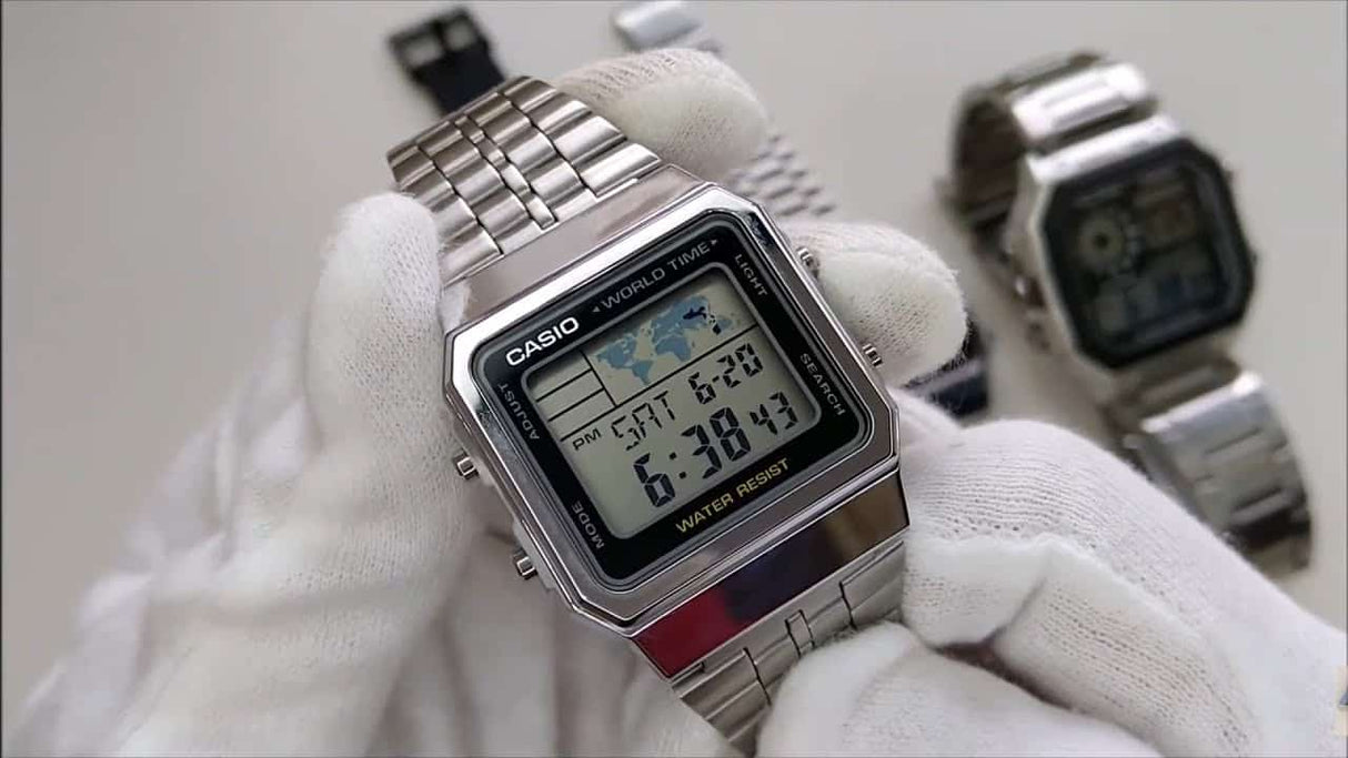 A-500WA-1 Reloj Casio para Hombre, Vintage Clásico Hora Mundial