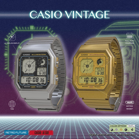 A130WE-1A Casio de caballero pulsera de metal digital