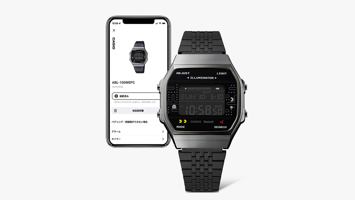 ABL-100WEPC-1B Casio de hombre pulsera de metal Edición Pac-Man con Bluetooth