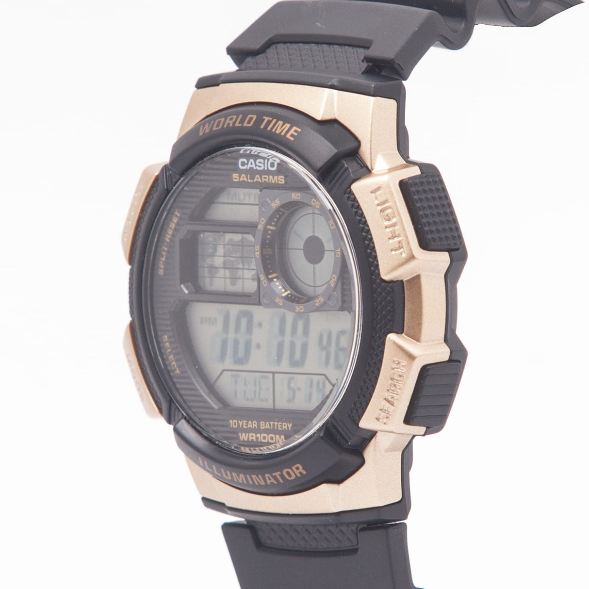 AE-1000W-1A3V Reloj Casio para Hombre, Illuminator Hora Mundial 10 Años de Batería