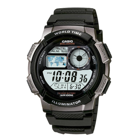 AE-1000W-1BV Reloj Casio para Hombre, Illuminator Hora Mundial 10 Años de Batería