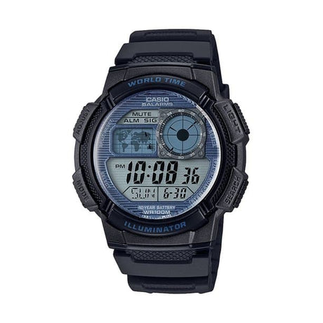 AE-1000W-2A2V Reloj Casio para Hombre, Illuminator Hora Mundial 10 Años de Batería