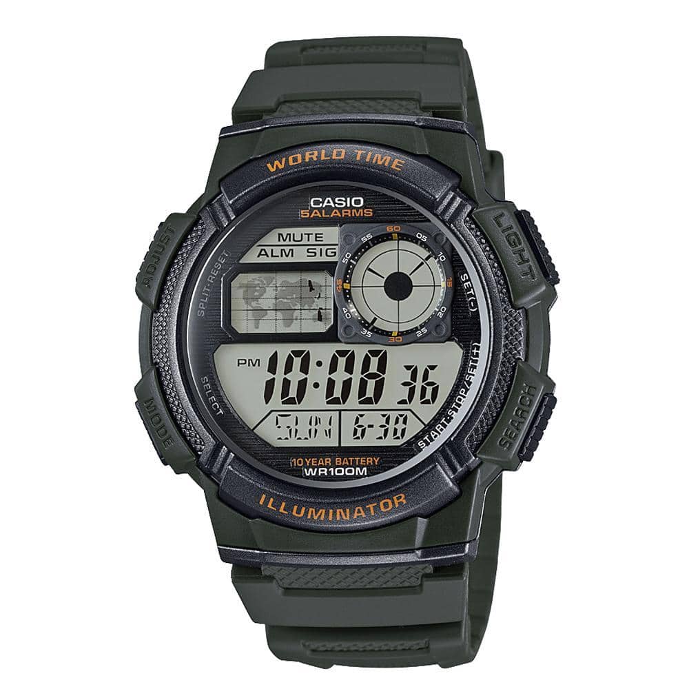 AE-1000W-3AV Reloj Casio para Caballero, Illuminator Hora Mundial 10 Años de Batería