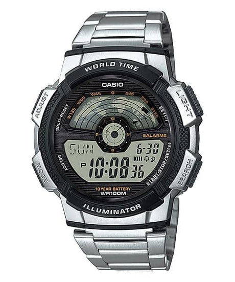 AE-1100WD-1AV Reloj Casio para Hombre, Illuminator Hora Mundial 10 Años de Batería