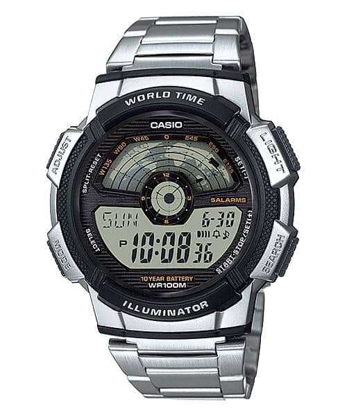 AE-1100WD-1AV Reloj Casio para Hombre, Illuminator Hora Mundial 10 Años de Batería