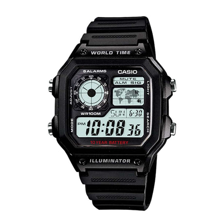 AE-1200WH-1AV Reloj Casio para Hombre, Illuminator Hora Mundial 10 Años de Batería