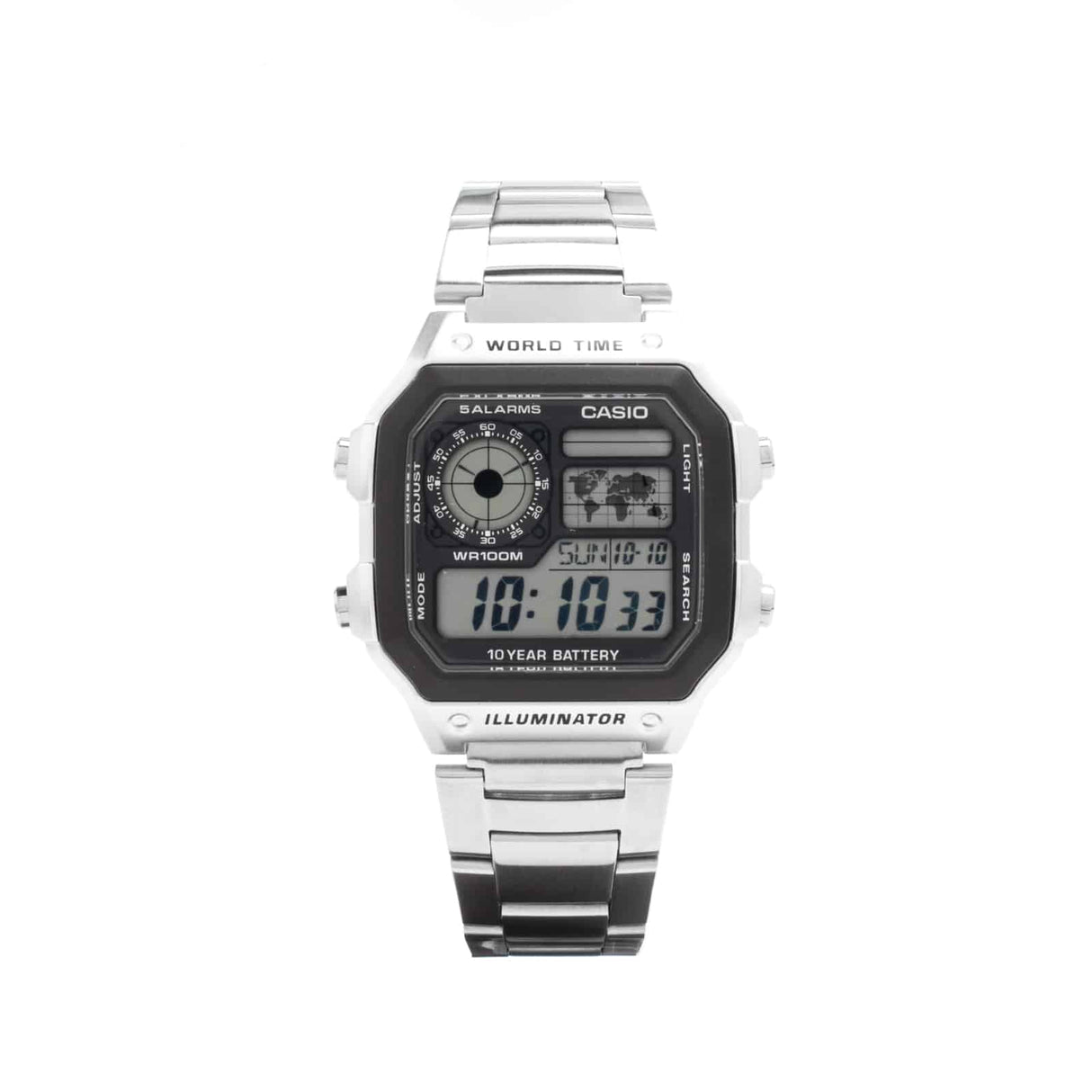 AE-1200WHD-1AV Reloj Casio para Hombre, Illuminator Hora Mundial 10 Años de Batería