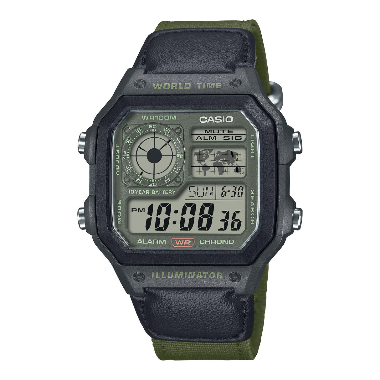 AE-1200WHUB-3AV Reloj Casio de hombre pulsera de cuero  45 mm