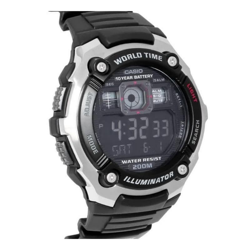 AE-2000W-1BV Reloj Casio para Hombre, Illuminator Hora Mundial 10 Años de Batería