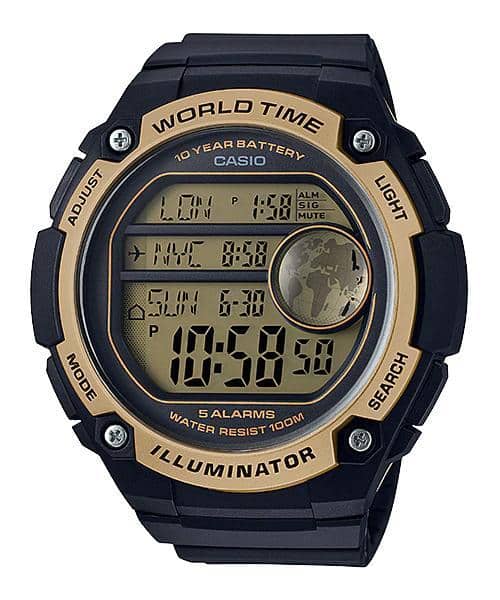 AE-3000W-9AV Reloj Casio para Hombre, Illuminator Hora Mundial 10 Años de Batería