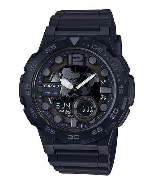 AEQ-100W-1BV Reloj Casio para Caballero, Hora Mundial 10 Años de Batería