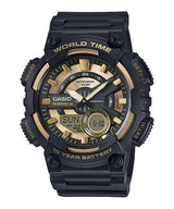 AEQ-110BW-9AV Reloj Casio para Hombre, Hora Mundial, Telememo 30, 10 Años de Batería