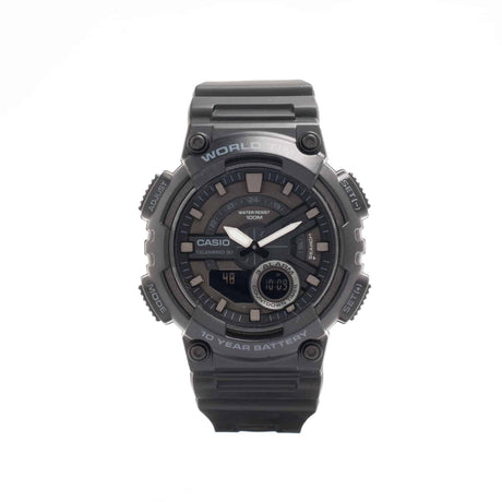 AEQ-110W-1BV Reloj Casio para Hombre, Hora Mundial, Telememo 30, 10 Años de Batería