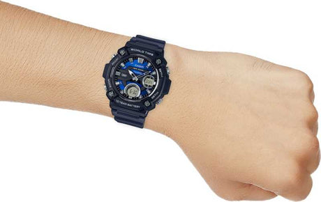 AEQ-120W-2AV Reloj Casio para Hombre, Hora Mundial 10 Años de Batería