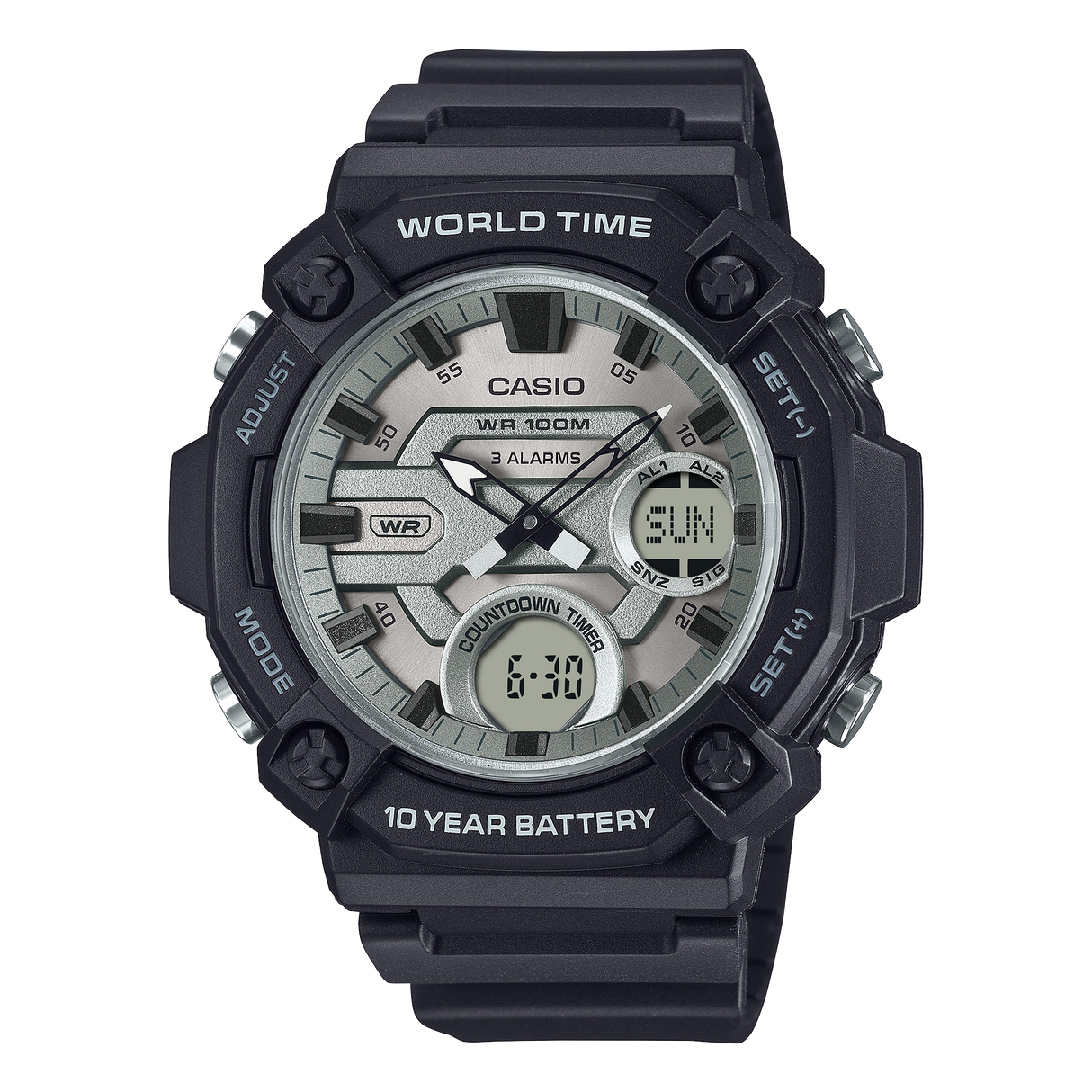 AEQ-120W-7AV Casio de hombre pulsera de resina 10 años de batería