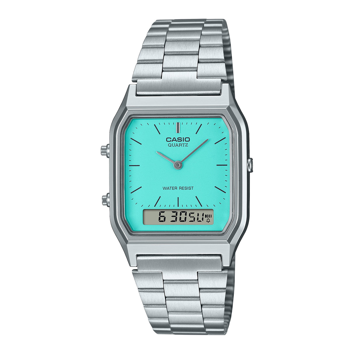 AQ-230A-2A2 Reloj Casio Vintage Clásico Unisex con Pulsera de Acero Inoxidable y Doble Hora