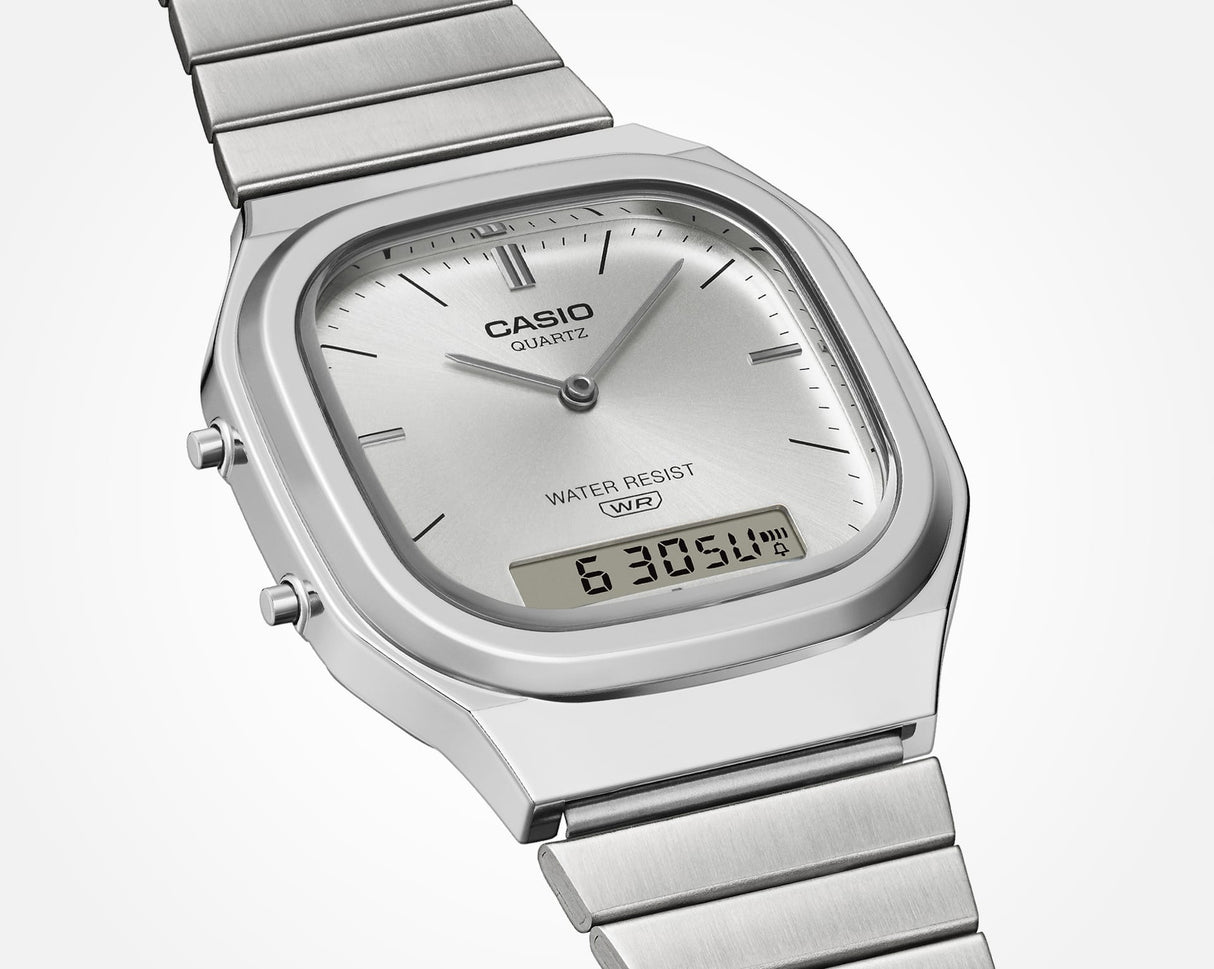 AQ-240E-7A Reloj Casio Vintage unisex banda de metal