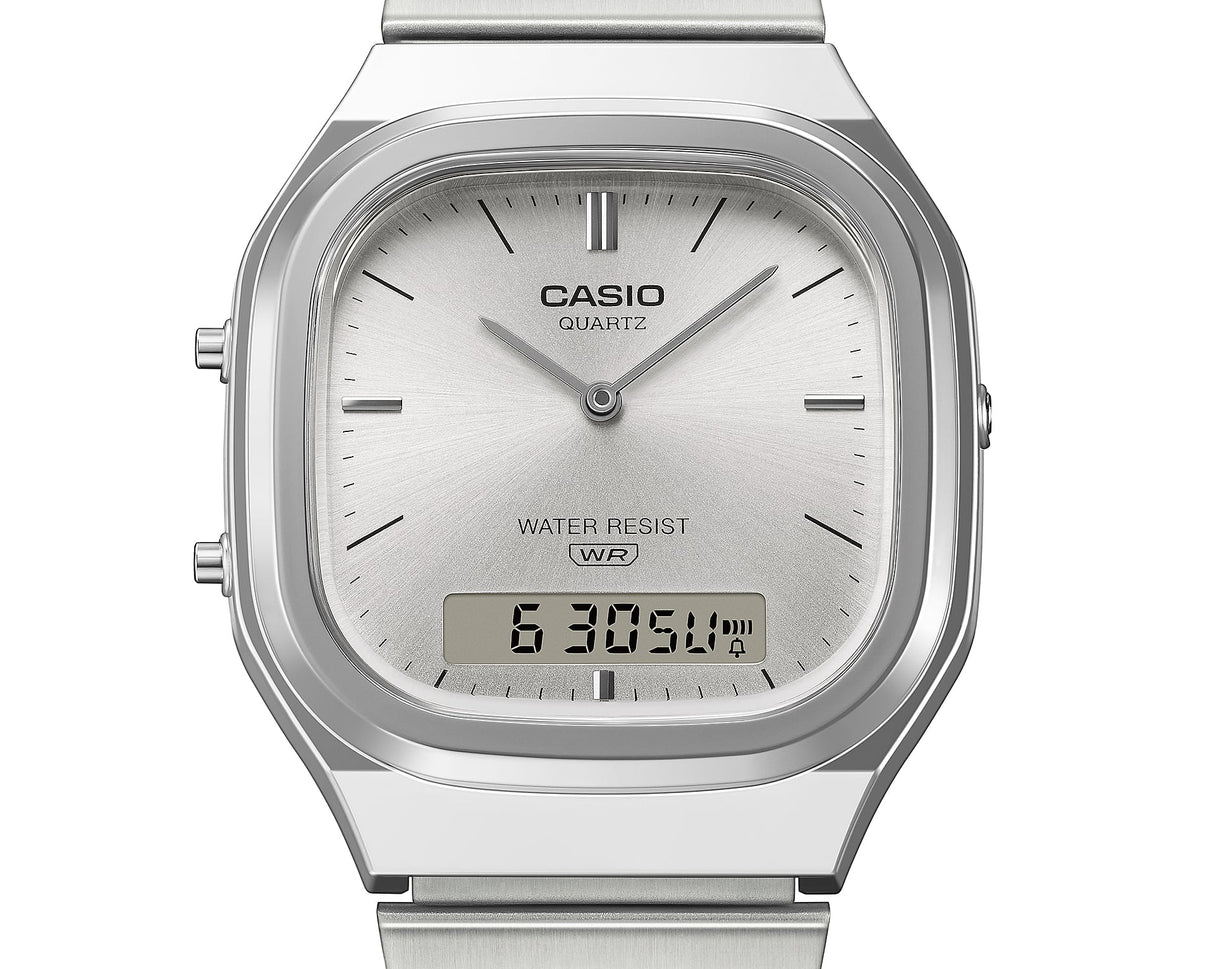 AQ-240E-7A Reloj Casio Vintage unisex banda de metal