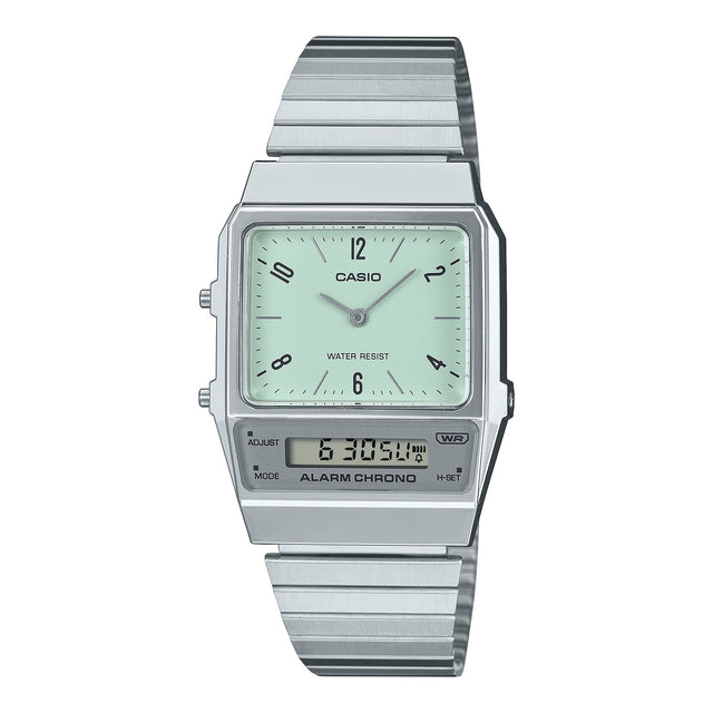 AQ-800E-3A Reloj Casio Vintage Clásico para Hombre y Mujer con Pulsera de Metal y Doble Hora