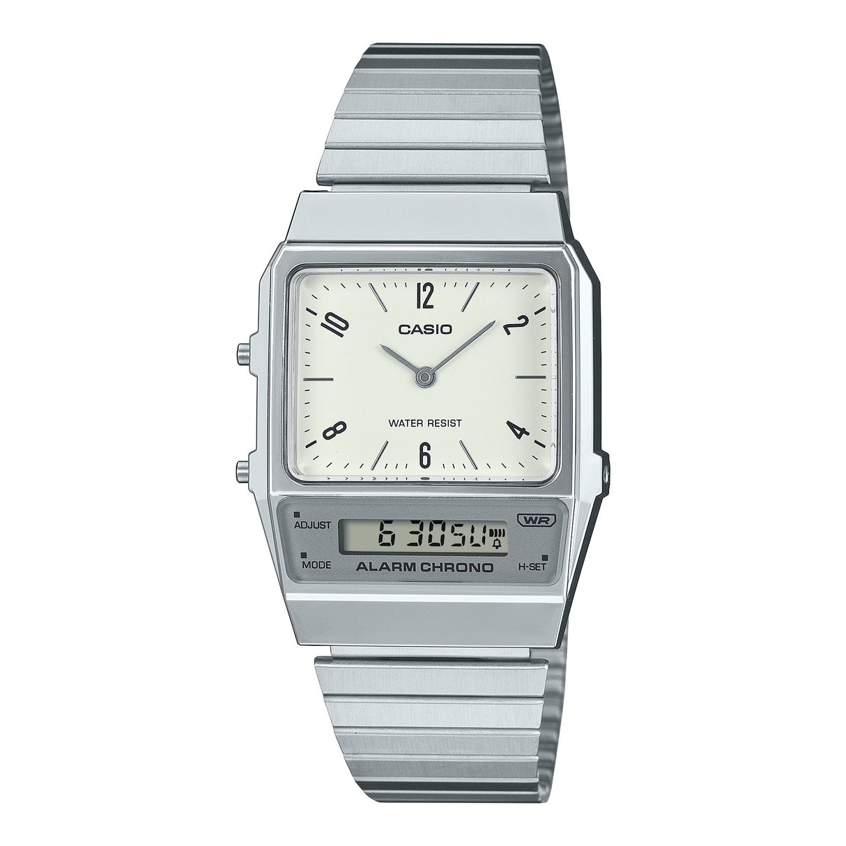 AQ-800E-7A2 Reloj Casio Vintage Clásico para caballero y dama con Pulsera de Metal y Doble Hora