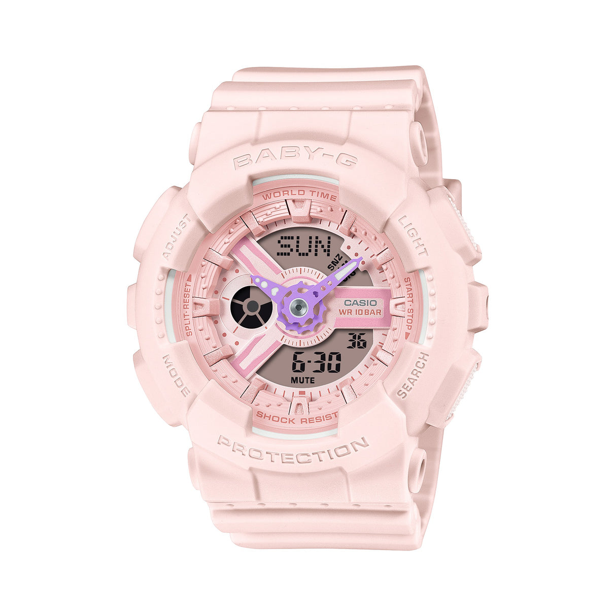 BA-110AH-4A Reloj Baby-G de dama pulsera de resina doble hora