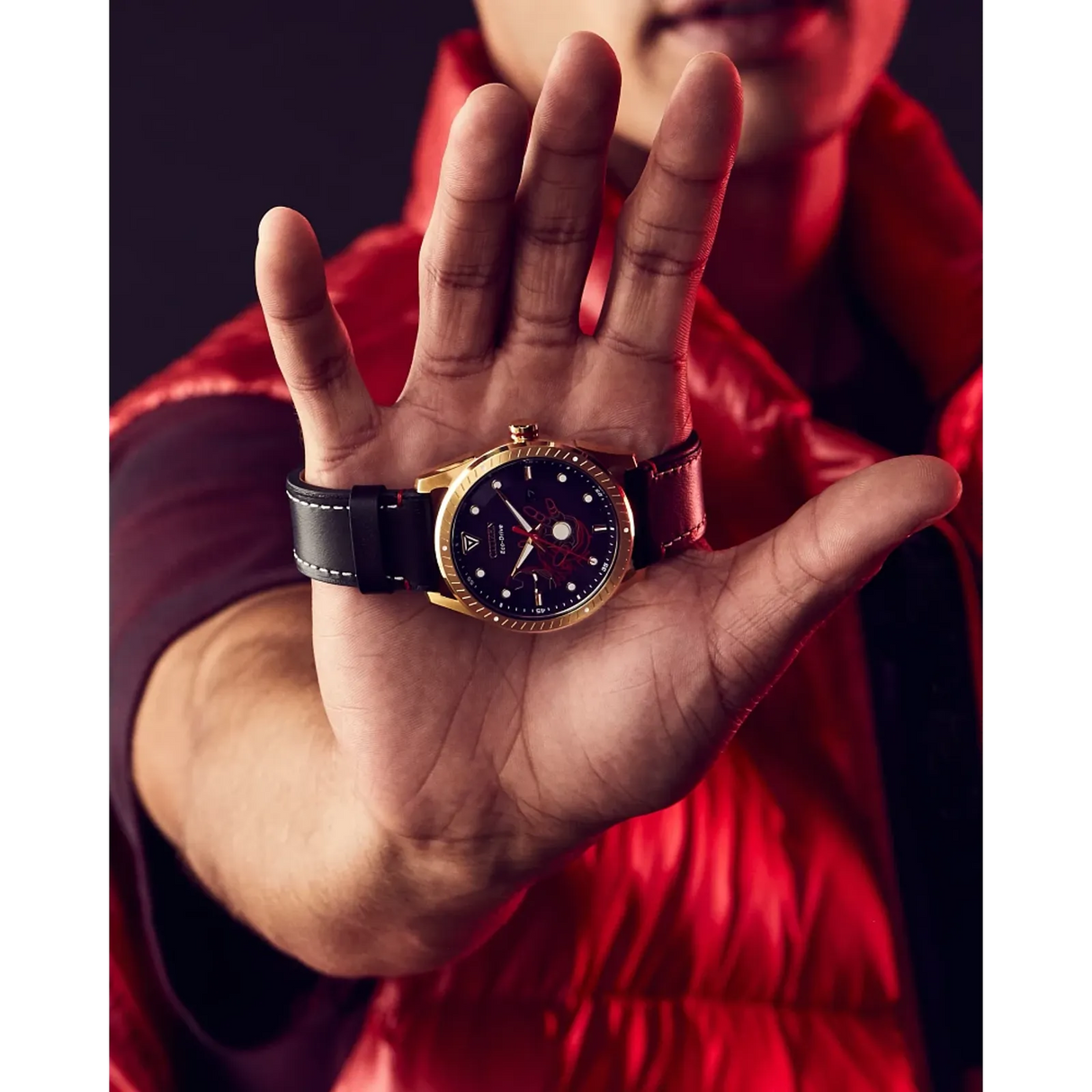 BM6992-09W Citizen Tony Stark Marvel Edition pulsera de cuero