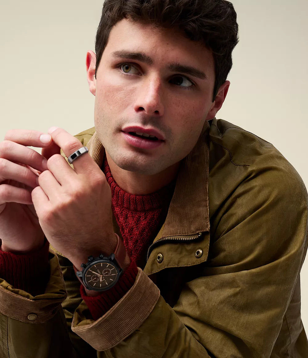 BQ2894 Fossil Rhett de caballero pulsera de cuero