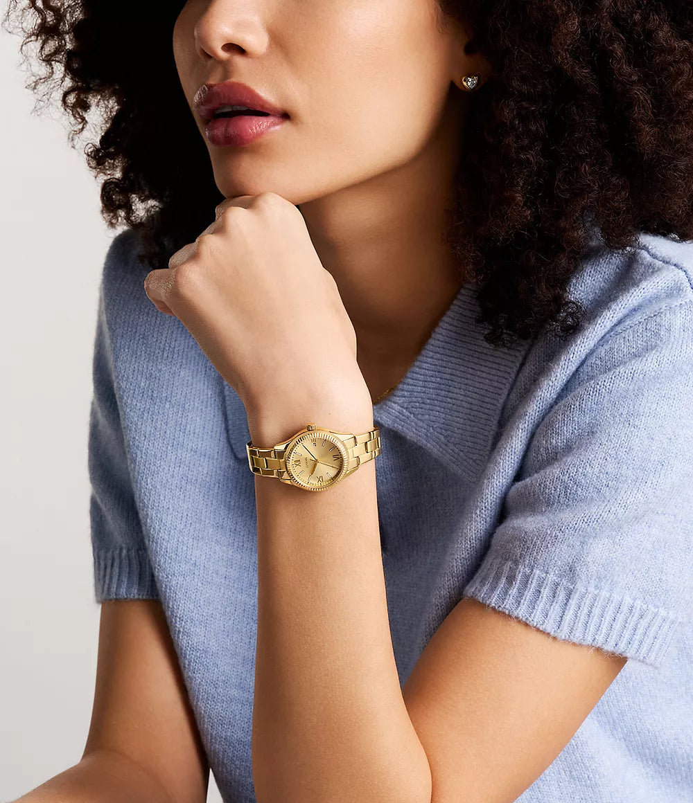 BQ3638 Fossil Rye de dama correa de metal