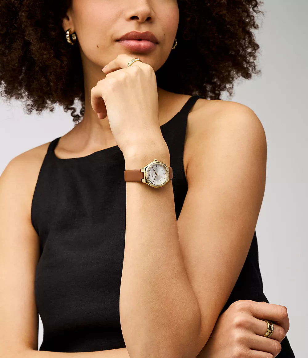 BQ3957 Reloj Reloj Fossil Eevie de dama pulsera de cuero 30 mm