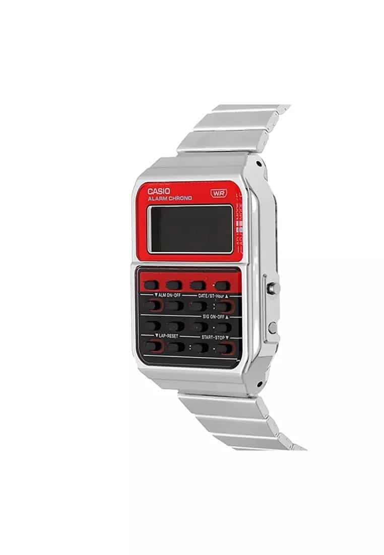 CA-500WE-4B Reloj Casio Digital para Caballero con Calculadora, Alarma y Cronógrafo, Pulsera de Metal