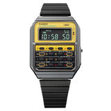 CA-500WEGG-9B Reloj Casio Digital para Hombre con Calculadora, Alarma y Cronógrafo, Pulsera de Metal