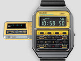 CA-500WEGG-9B Reloj Casio Digital para Hombre con Calculadora, Alarma y Cronógrafo, Pulsera de Metal