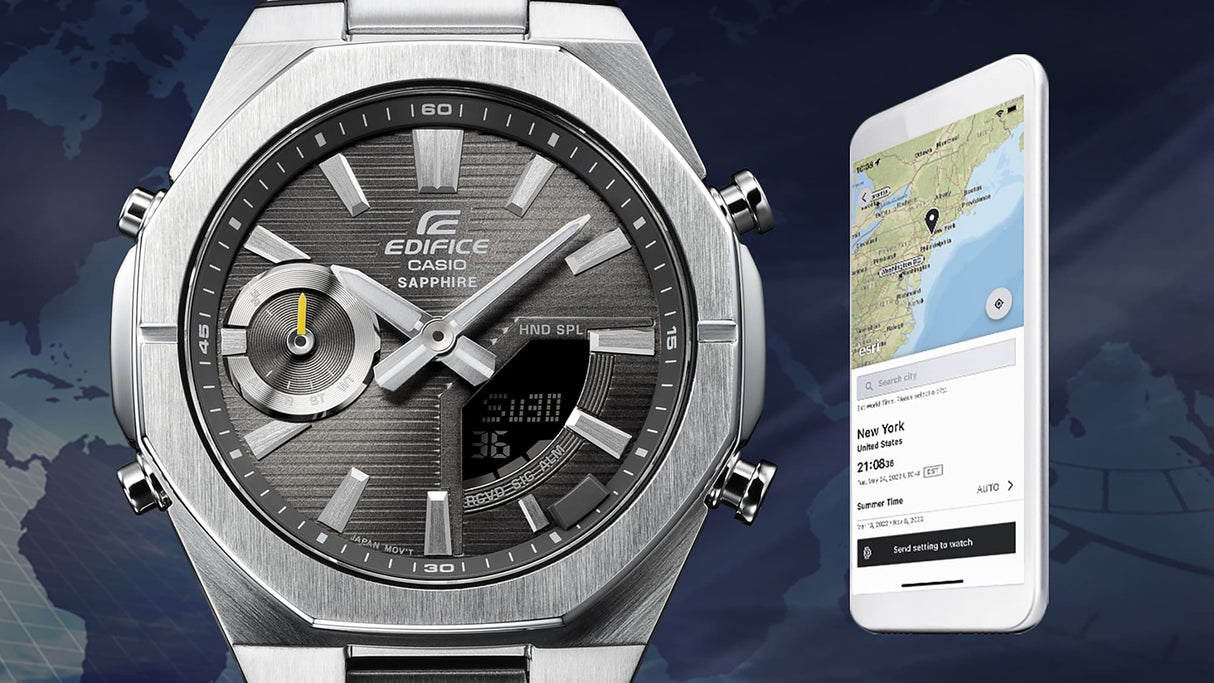ECB-S10DB-1A Reloj Edifice Bluetooth de caballero pulsera de metal