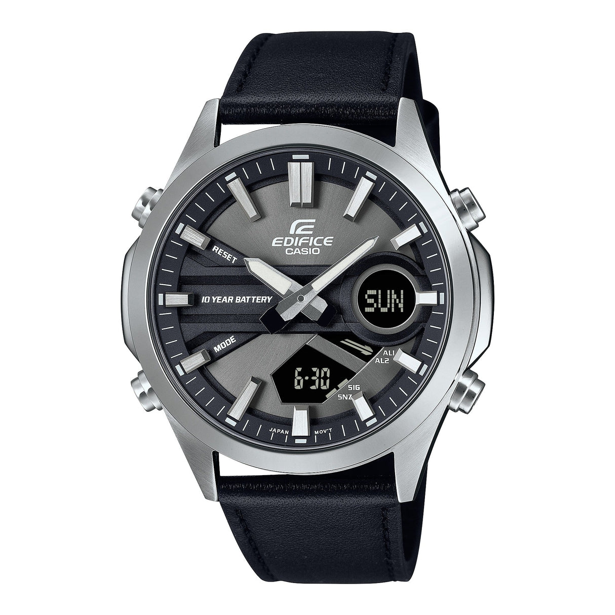 EFV-C120L-8A Reloj Edifice para Caballero Doble Hora Pulsera de Cuero