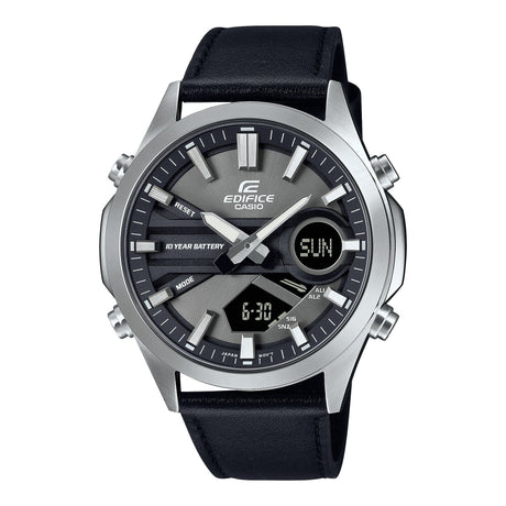 EFV-C120L-8A Reloj Edifice para Caballero Doble Hora Pulsera de Cuero