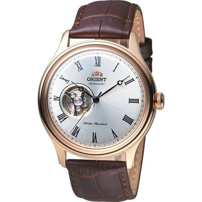 FAG00001S Orient Corazon Abierto Automático Reloj De Hombre Banda de Cuero