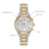 FB1444-56D Citizen Chandler Chrono de dama pulsera de metal