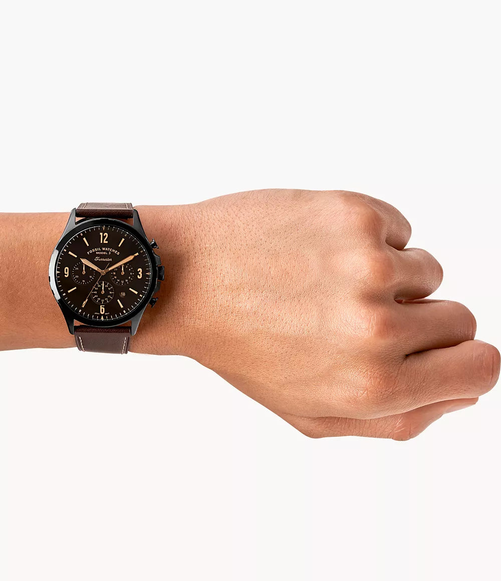 FS5608 Reloj Fossil Forrester de caballero pulsera de cuero 46mm