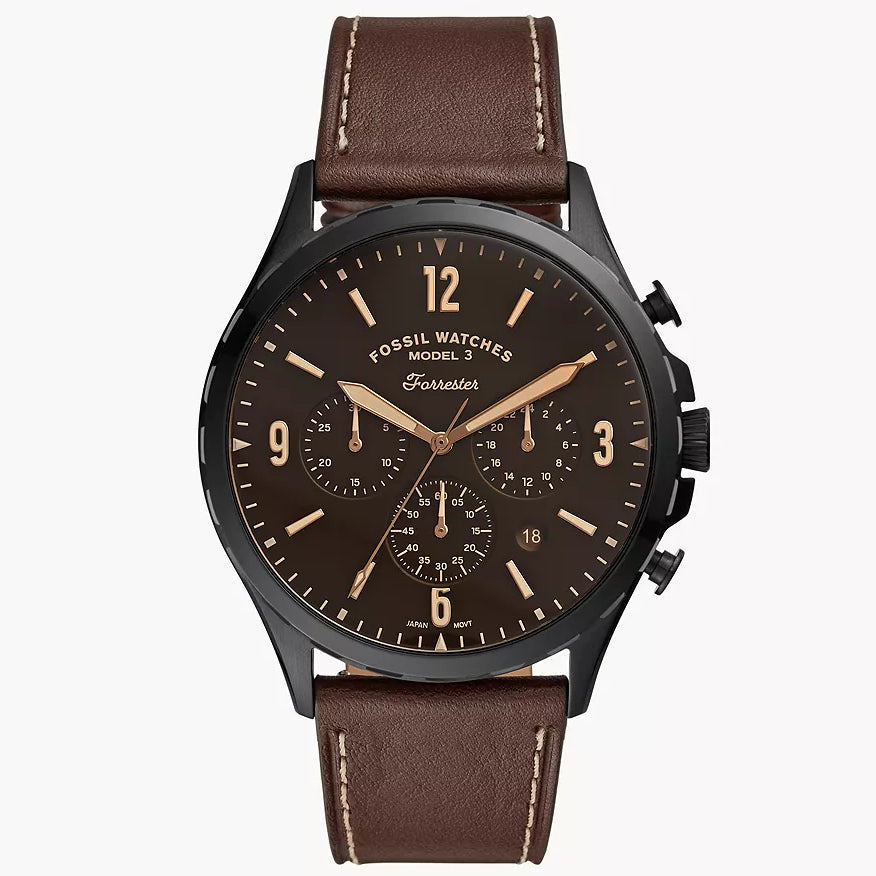 FS5608 Reloj Fossil Forrester de caballero pulsera de cuero 46mm