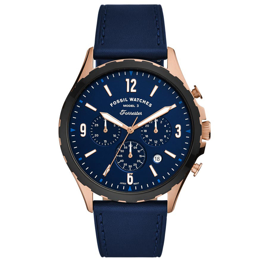 FS5814 Reloj Fossil Forrester de caballero pulsera de cuero 46mm