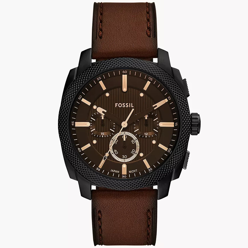 FS6101 Reloj Fossil Machine de caballero pulsera de cuero 44 mm