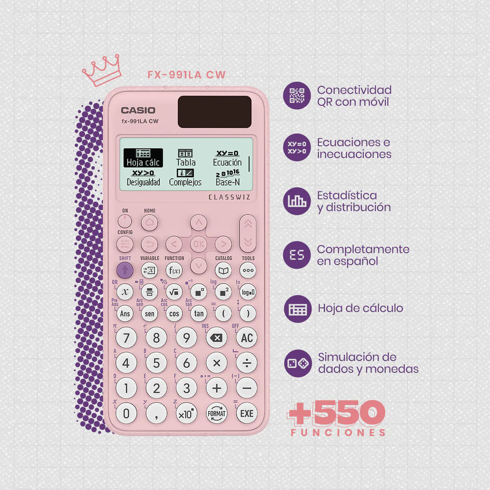 FX-991LACW-PK Calculadora científica Casio color rosado