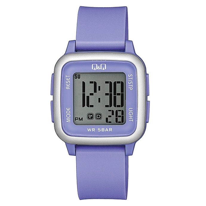 G02A-008VY Reloj QQ para dama con correa de goma digital