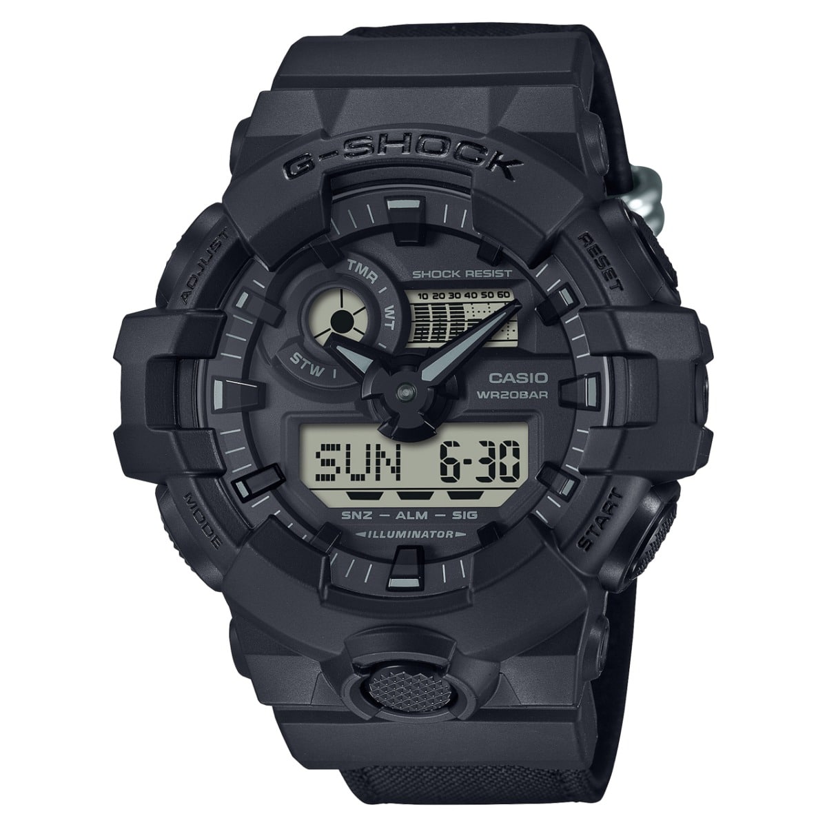 GA-700BCE-1A Reloj G-Shock Pulsera de Caucho para Caballero Doble Hora