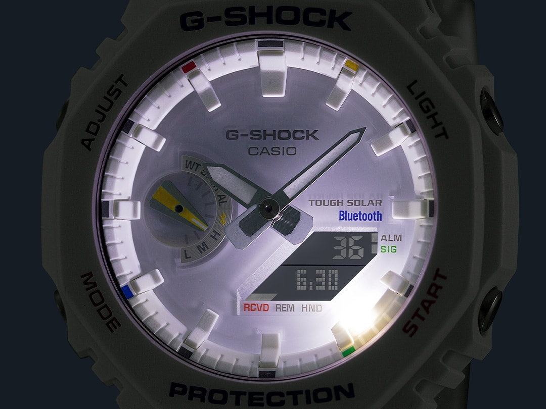 GA-B2100FC-7A Reloj G-Shock Pulsera de Goma para Caballero Doble Hora